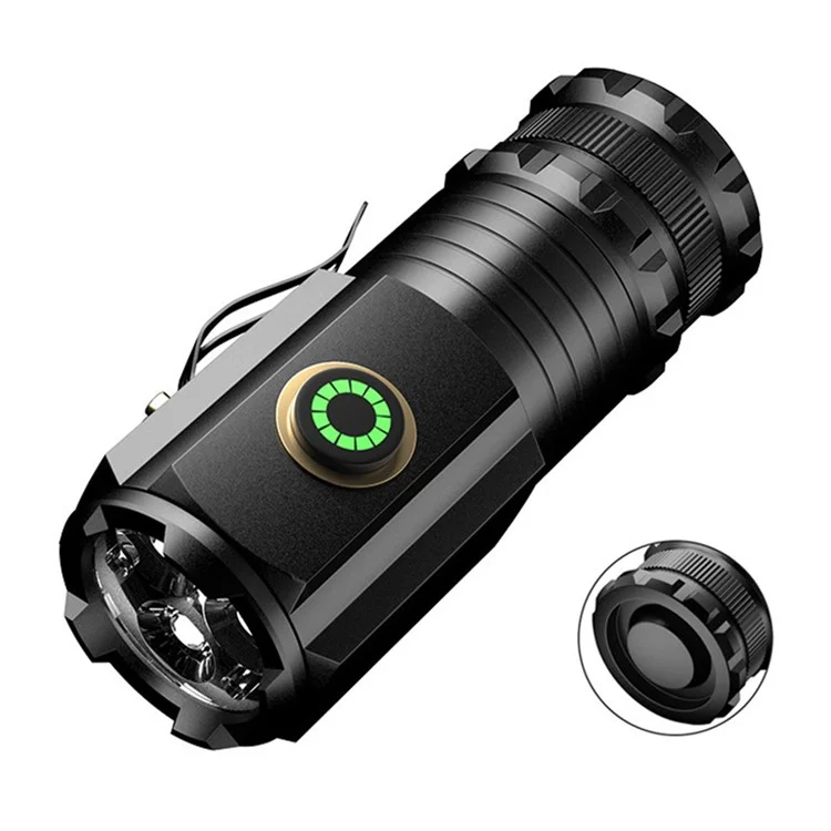 S350 Outdoor Aluminum Alloy Flashlight 18350 Battery Powered Portable Flashlight with Storage Bag - No Magnet