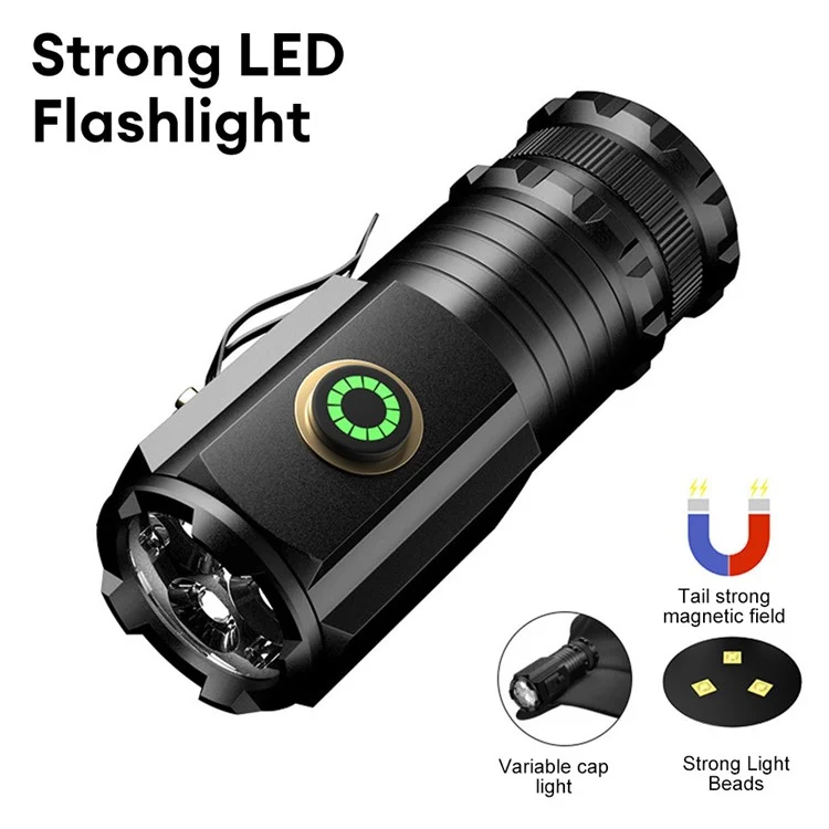 S350 Outdoor Aluminum Alloy Flashlight 18350 Battery Powered Portable Flashlight with Storage Bag - No Magnet