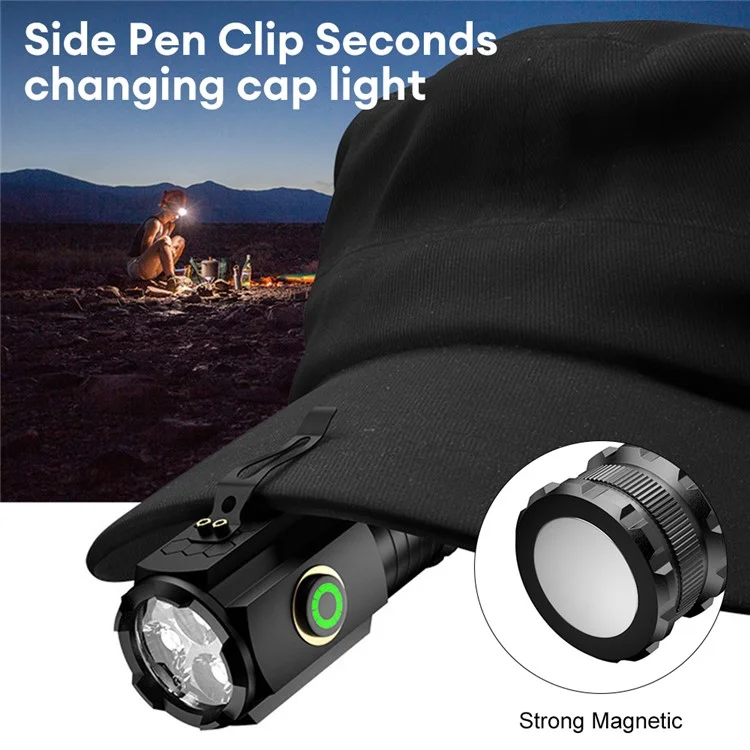 S350 Outdoor Aluminum Alloy Flashlight 18350 Battery Powered Portable Flashlight with Storage Bag - No Magnet