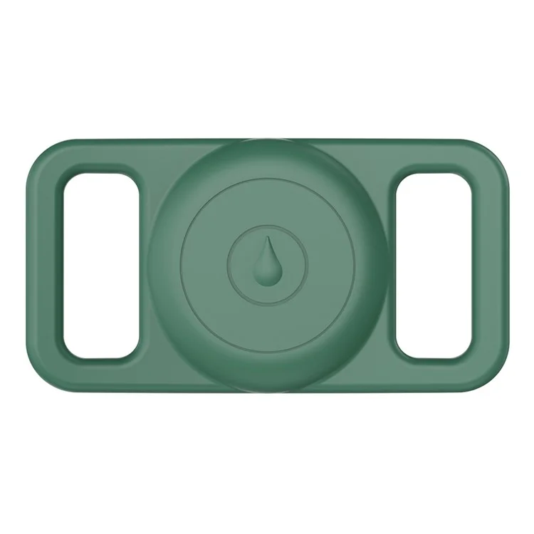Dog Collar Holder for AirTag Waterproof Silicone GPS Tracker Cover Anti-Lost Locator Case - Blackish Green