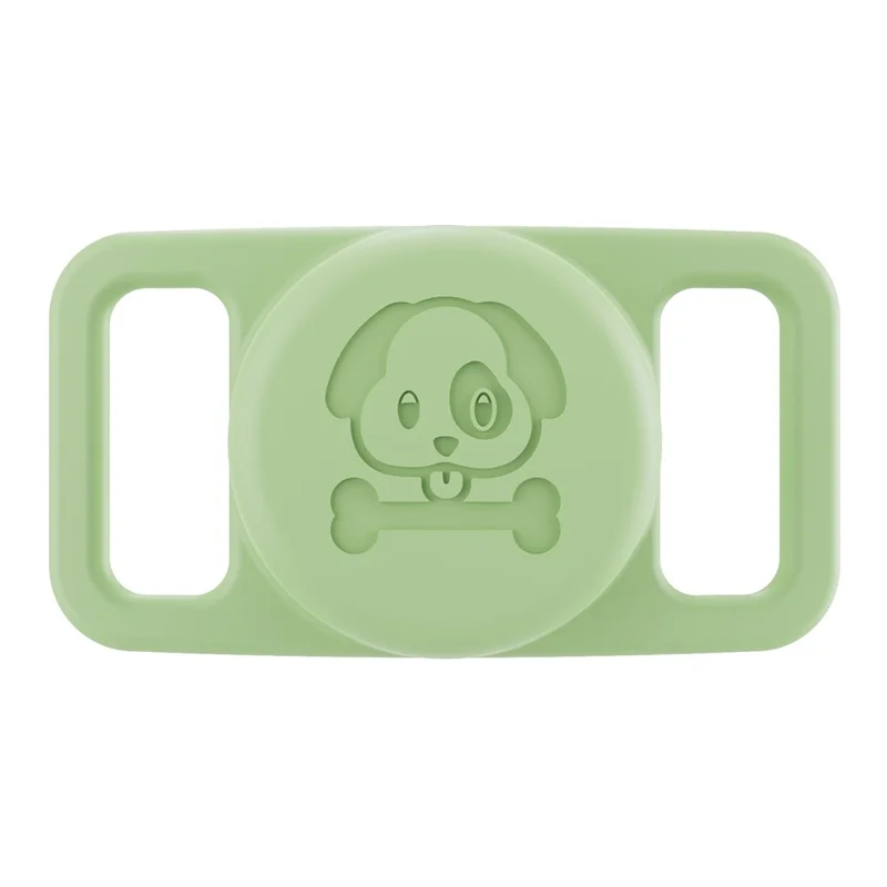 Dog Collar Holder for AirTag Waterproof Silicone GPS Tracker Cover Anti-Lost Locator Case - Green