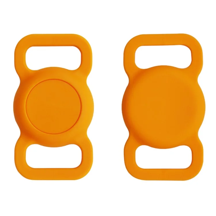 Étui de protection en silicone pour collier d'animal de compagnie avec traceur Bluetooth anti-perte pour AirTag - Orange