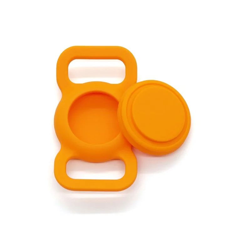 Étui de protection en silicone pour collier d'animal de compagnie avec traceur Bluetooth anti-perte pour AirTag - Orange