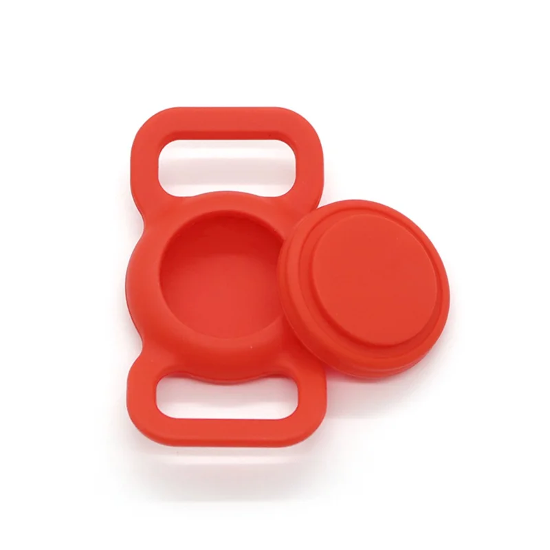 Protective Sleeve for AirTag Pet Collar Anti-lost Bluetooth-compatible Tracker Silicone Case - Red