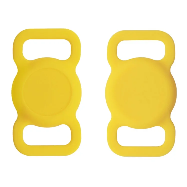 Étui de protection pour collier d'animal de compagnie AirTag anti-perte Tracker Bluetooth Étui en silicone - Jaune