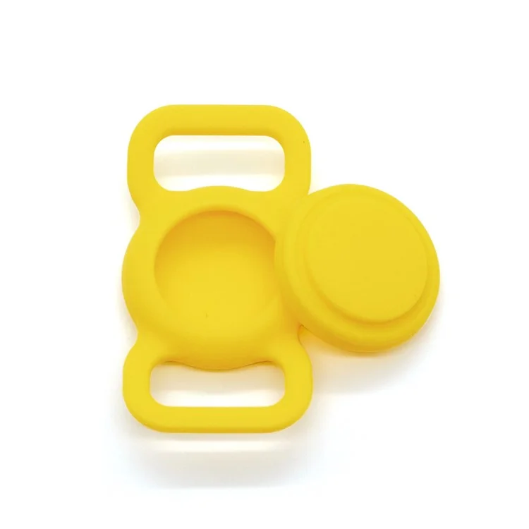 Étui de protection pour collier d'animal de compagnie AirTag anti-perte Tracker Bluetooth Étui en silicone - Jaune