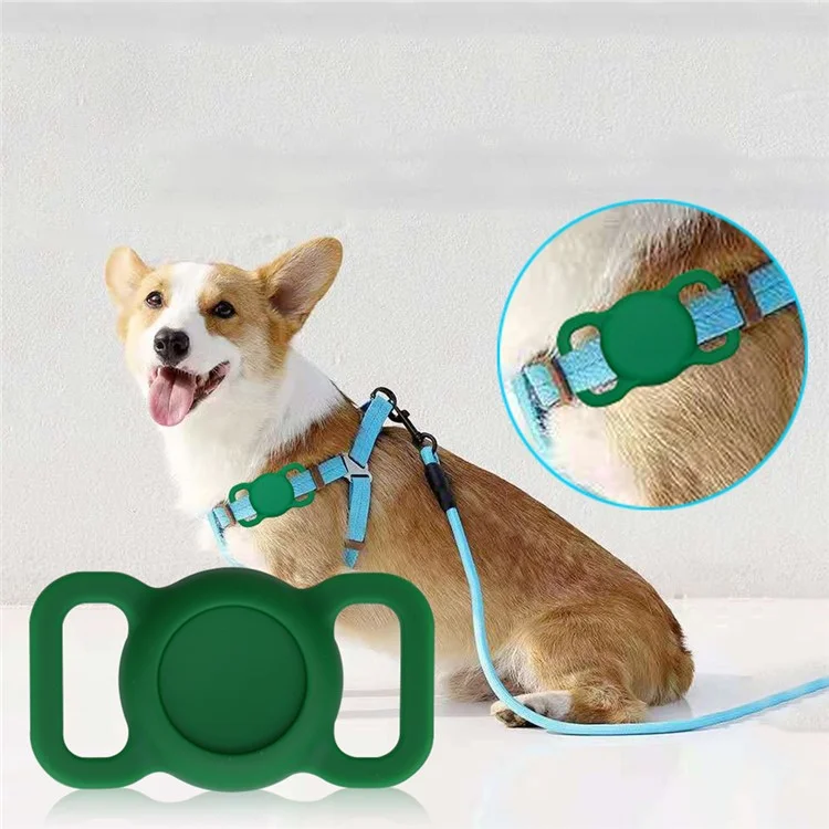 Étui de protection pour collier d'animal de compagnie AirTag anti-perte Tracker Bluetooth Étui en silicone - Jaune