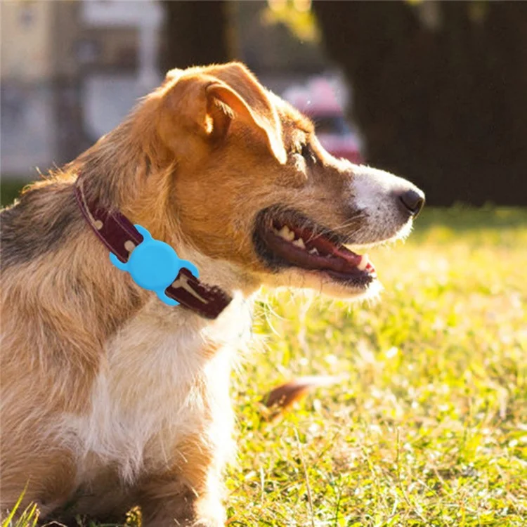 Étui de protection pour collier d'animal de compagnie AirTag anti-perte Tracker Bluetooth Étui en silicone - Jaune