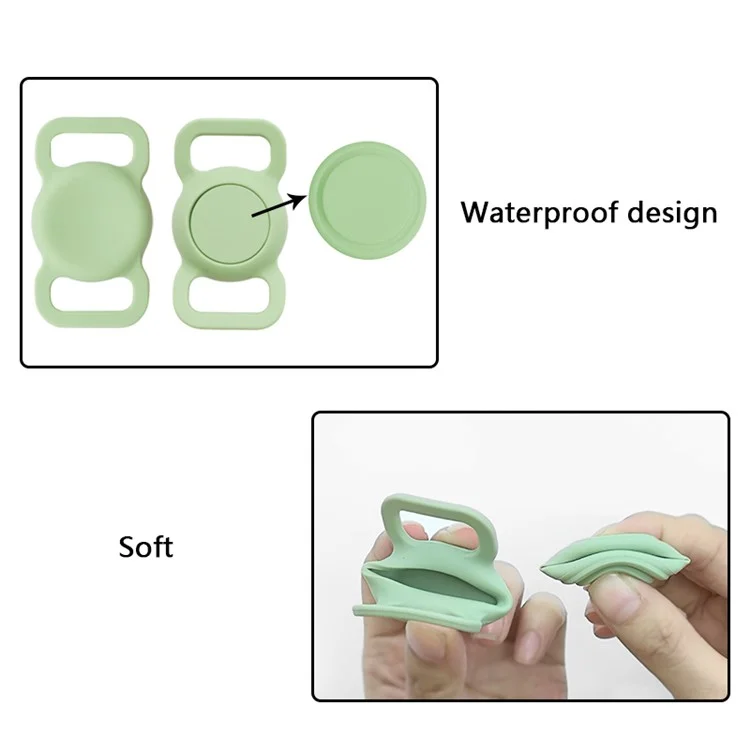 Étui de protection pour collier d'animal de compagnie AirTag anti-perte Tracker Bluetooth Étui en silicone - Jaune