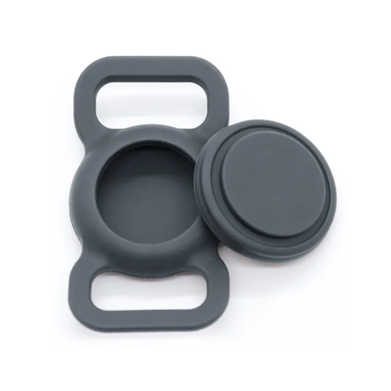 Beschermhoes voor AirTag Halsband Anti-verlies Bluetooth-compatibele Tracker Siliconen Hoes - Grijs