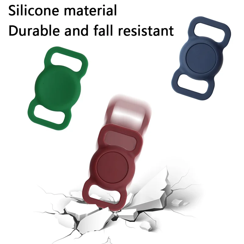 Beschermhoes voor AirTag Halsband Anti-verlies Bluetooth-compatibele Tracker Siliconen Hoes - Grijs