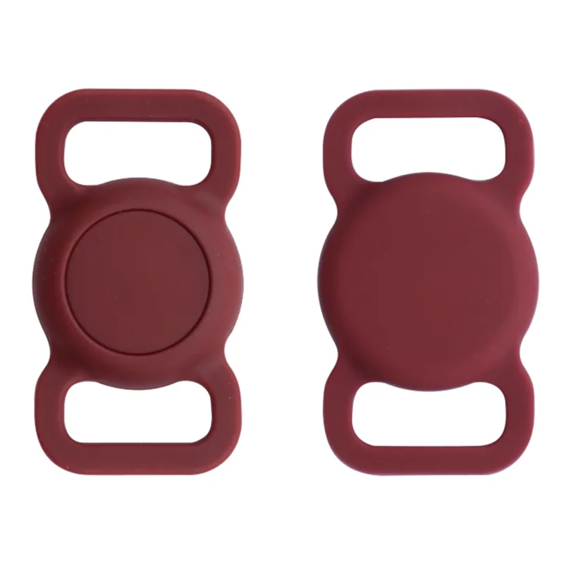 Protective Sleeve for AirTag Pet Collar Anti-lost Bluetooth-compatible Tracker Silicone Case - Wine Red