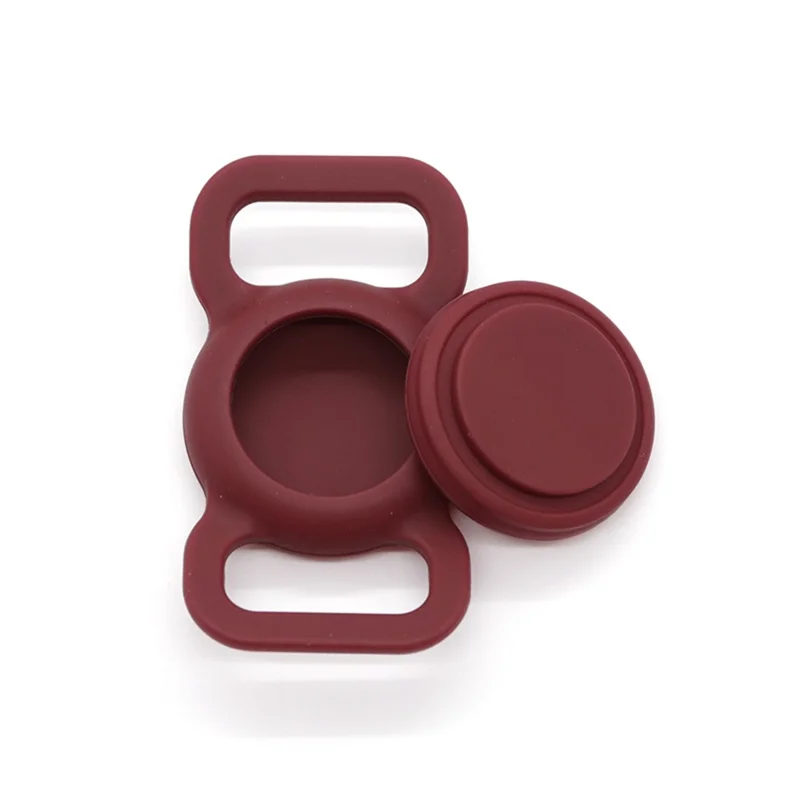 Protective Sleeve for AirTag Pet Collar Anti-lost Bluetooth-compatible Tracker Silicone Case - Wine Red
