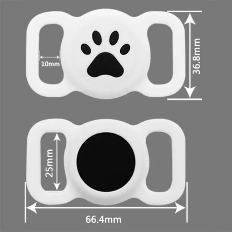 Größe L Schutzabdeckung für AirTag Pfötchenmuster Bluetooth-Tracker Hundehalsband Anti-Verlust-Silikonhülle - Schwarz