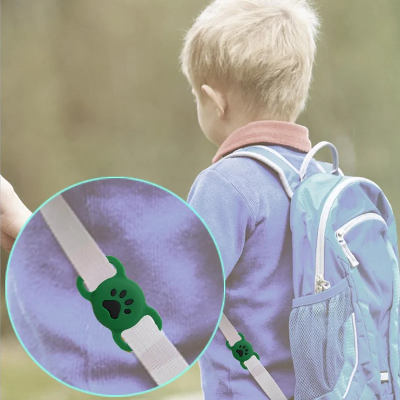 Size L Protective Cover for AirTag Paw Pattern Bluetooth-compatible Tracker Pet Collar Anti-lost Silicone Case - Midnight Blue