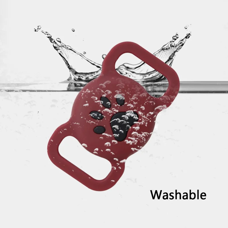 Size L Protective Cover for AirTag Paw Pattern Bluetooth-compatible Tracker Pet Collar Anti-lost Silicone Case - Midnight Blue