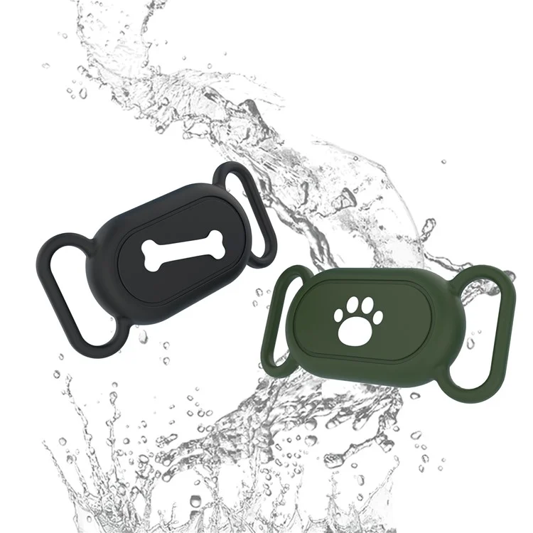 Custodia in silicone per Samsung Galaxy SmartTag 2 Bluetooth Tracker Custodia protettiva per animali domestici cane / gatto - Motivo a ossa / Nero