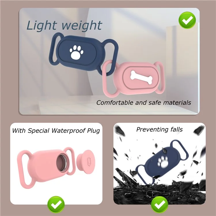 Custodia in silicone per Samsung Galaxy SmartTag 2 Bluetooth Tracker Custodia protettiva per animali domestici cane / gatto - Motivo a ossa / Nero