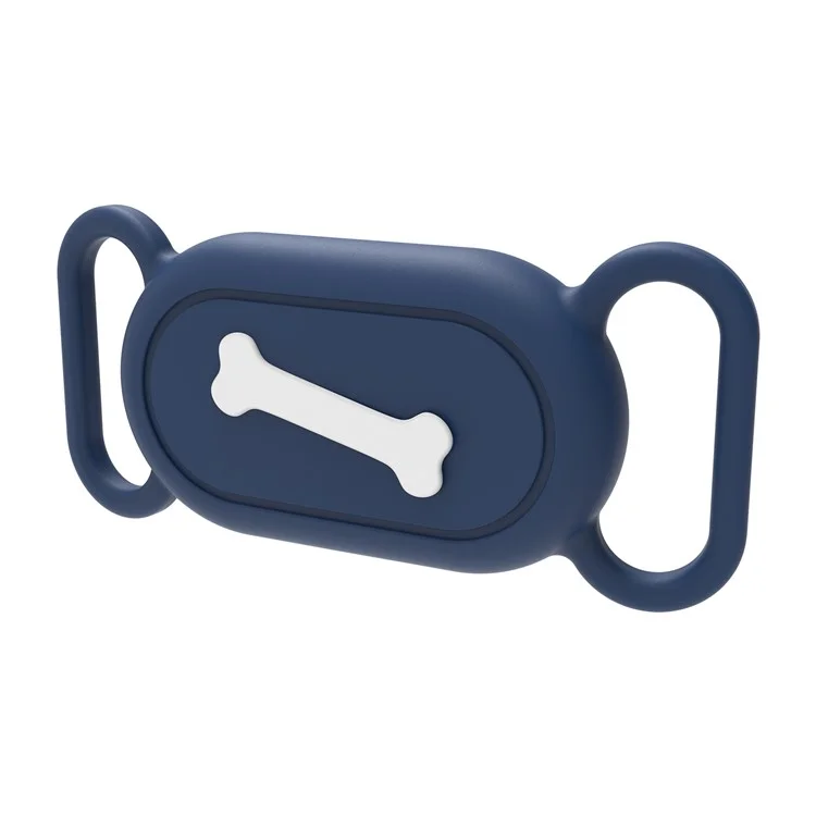 Funda de silicona para el rastreador Bluetooth Samsung Galaxy SmartTag 2, funda protectora para mascotas perro / gato - Patrón de hueso / Azul oscuro