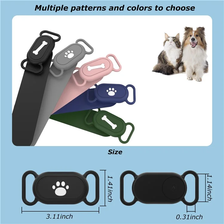 Funda de silicona para el rastreador Bluetooth Samsung Galaxy SmartTag 2, funda protectora para mascotas perro / gato - Patrón de hueso / Azul oscuro