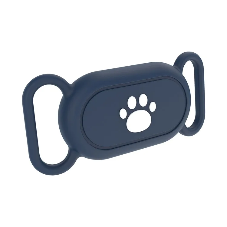 Étui en silicone pour Samsung Galaxy SmartTag 2 Boîtier de protection pour traqueur Bluetooth pour animaux de compagnie chien / chat - Motif patte / Bleu foncé