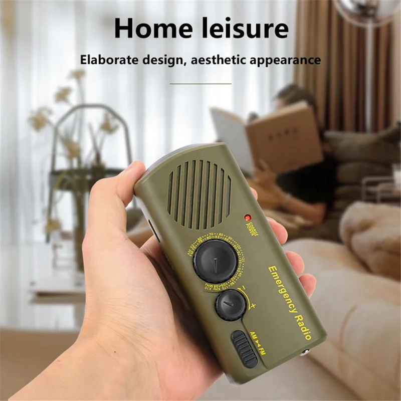 AZ-801 Multi-functional Outdoor Emergency LED Light Hand Crank Solar Power Radio Flashlight - Yellow