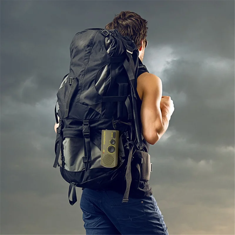 AZ-801 Multi-functional Outdoor Emergency LED Light Hand Crank Solar Power Radio Flashlight - Yellow