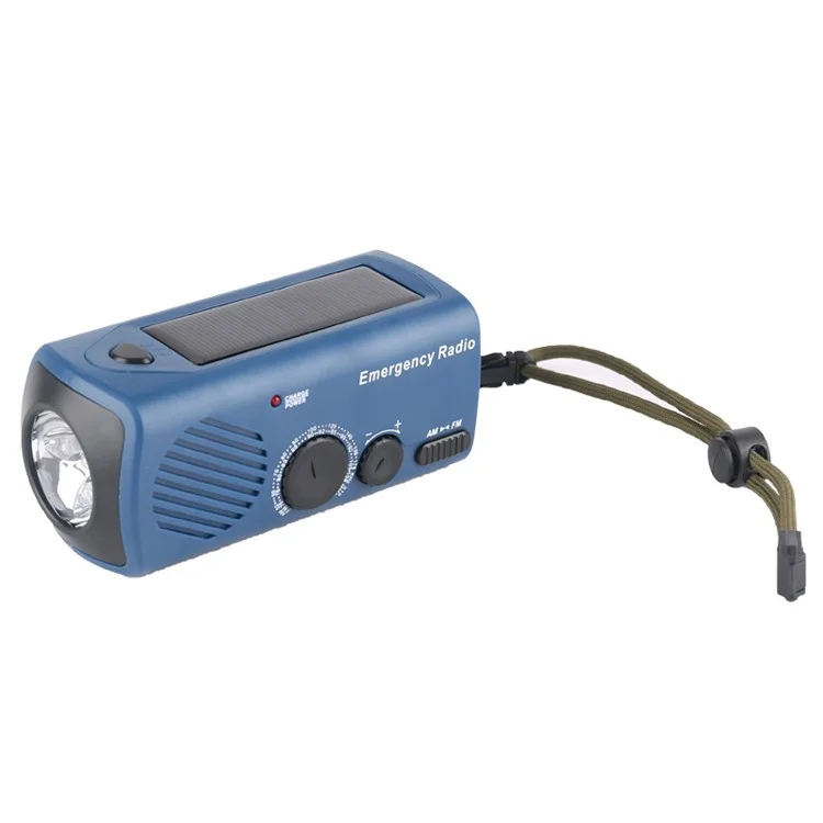 AZ-801 Multifunktionale Outdoor-Notfall-LED-Leuchte Handkurbel Solarstrom Radio Taschenlampe - Blau