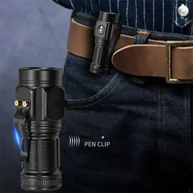 W5182 Portable Flashlight with Clip, High Brightness 3-LED Night Light Battery-Operated Mini Light for Camping Fishing