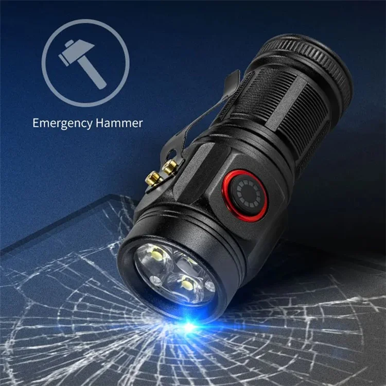 W5182 Portable Flashlight with Clip, High Brightness 3-LED Night Light Battery-Operated Mini Light for Camping Fishing