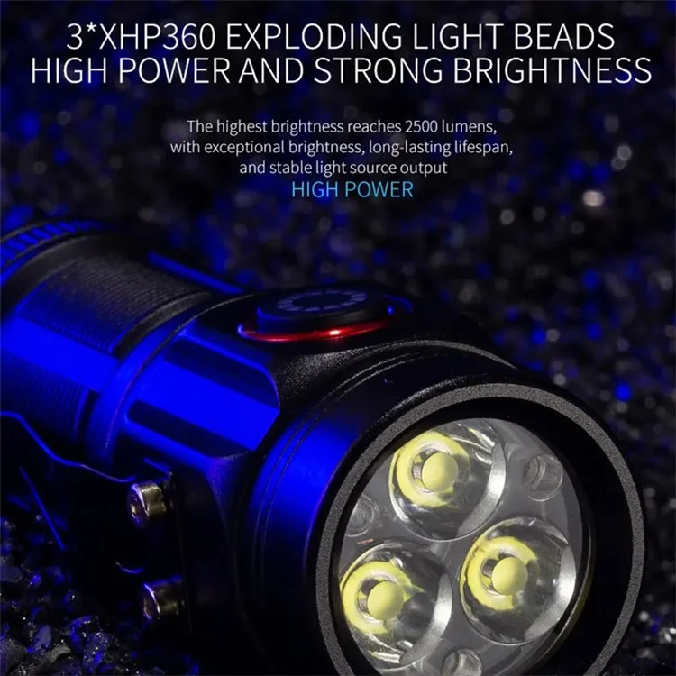W5182 Portable Flashlight with Clip, High Brightness 3-LED Night Light Battery-Operated Mini Light for Camping Fishing