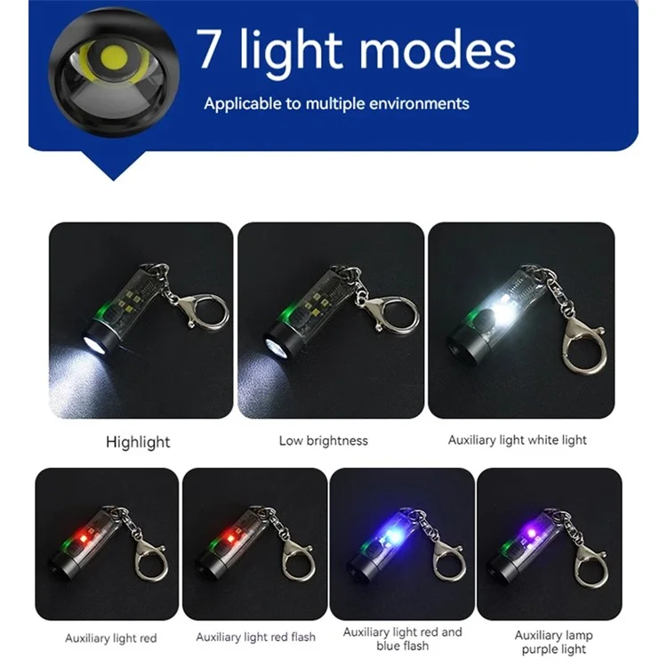 MNS2 Mini Flashlight Multi Light Modes Outdoor Camping Hiking Torch with Keychain
