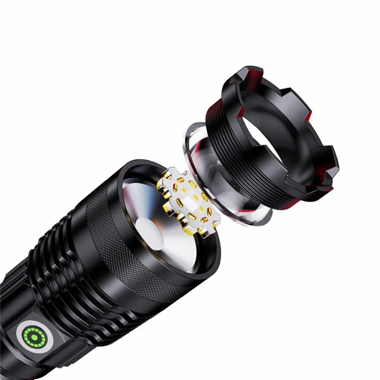 A55 Telescopic Zoom Flashlights USB-C Rechargeable LED Tactical Torch with White Laser Light