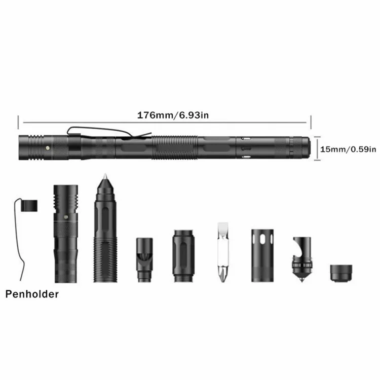 ZSB-03 Fenster Hammer Taschenlampe Selbstverteidigung Multifunktions Taktischer Stift Outdoor Survival Tool