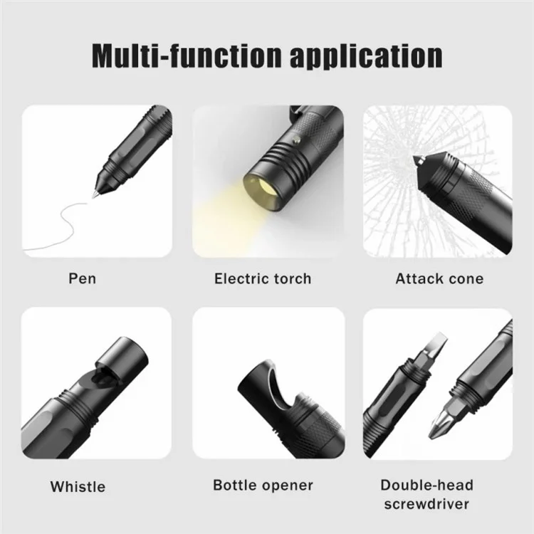 ZSB-03 Fenster Hammer Taschenlampe Selbstverteidigung Multifunktions Taktischer Stift Outdoor Survival Tool