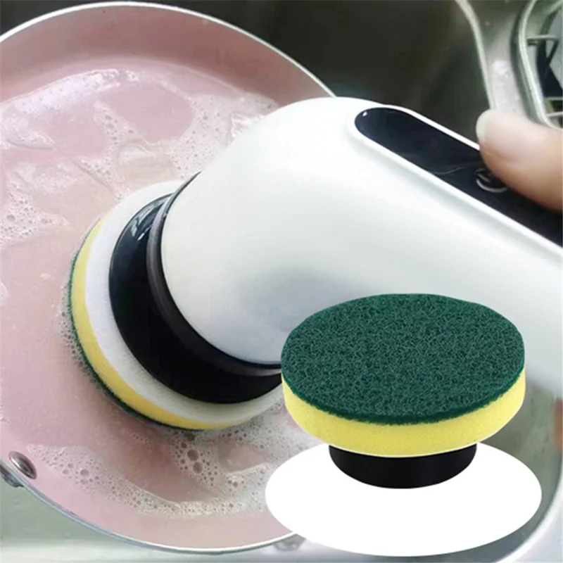 Long Handle Electric Spin Brush Cordless Shower Scrubber with 6 Replacement Heads - White