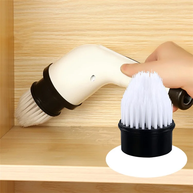 Long Handle Electric Spin Brush Cordless Shower Scrubber with 8 Replacement Heads - White