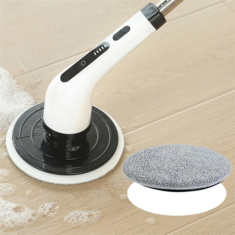 Long Handle Electric Spin Brush Cordless Shower Scrubber with 8 Replacement Heads - White