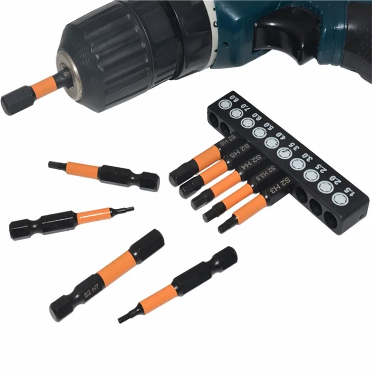 10 Pcs Métrique 1,5mm-8mm S2 Alliage d'Acier Embouts de Tournevis Hexagonaux Magnétiques, Longueur: 50mm
