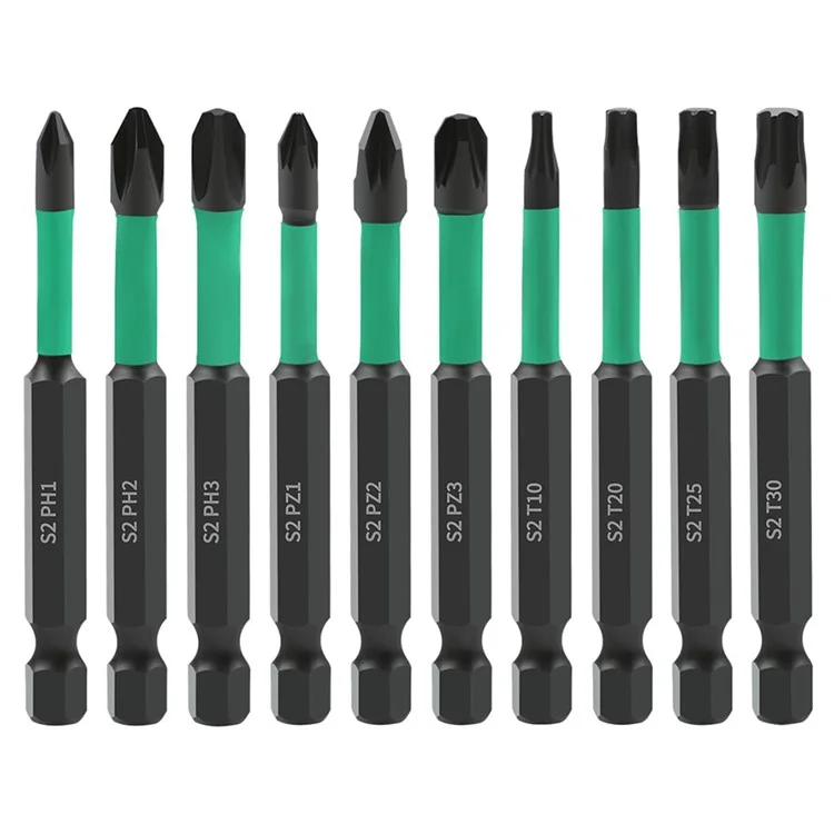 10Pcs Magnetic Hex Shank Electric Drill Bits Set S2 Alloy Steel Phillips Pozidriv Torx Bits