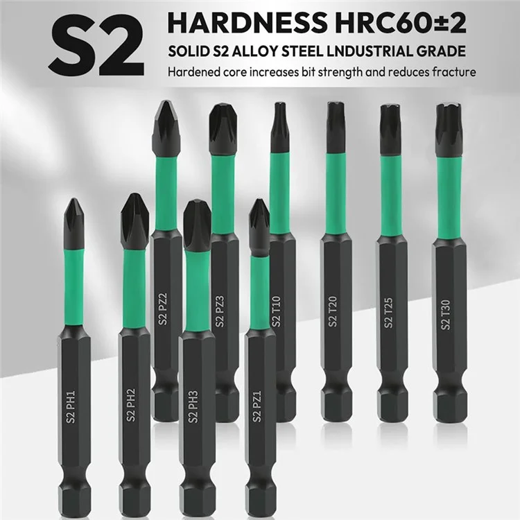 10Pcs Magnetic Hex Shank Electric Drill Bits Set S2 Alloy Steel Phillips Pozidriv Torx Bits