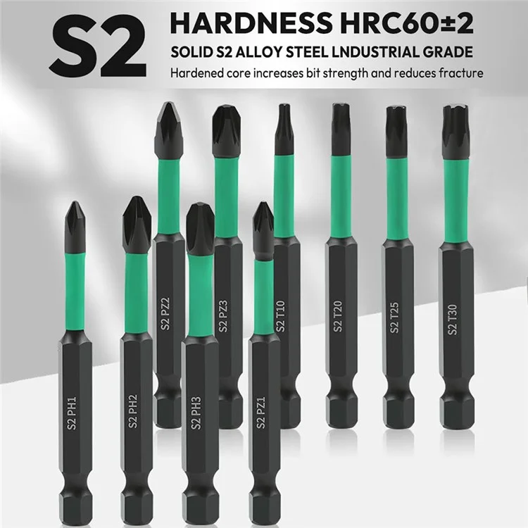 12Pcs / Set S2 Alloy Steel Phillips Pozidriv Torx Electric Drill Bits with Ratchet Wrench and Magnetic Bit Holder