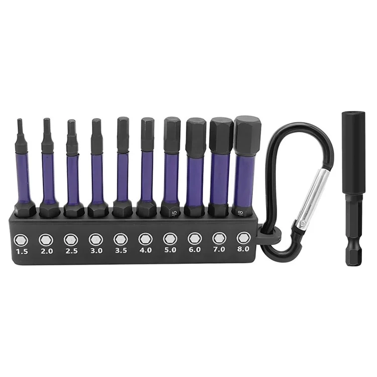 11Pcs / Set 50mm Hex Shank S2 Alloy Steel Screwdriver Bits with Magnetic Bit Holder