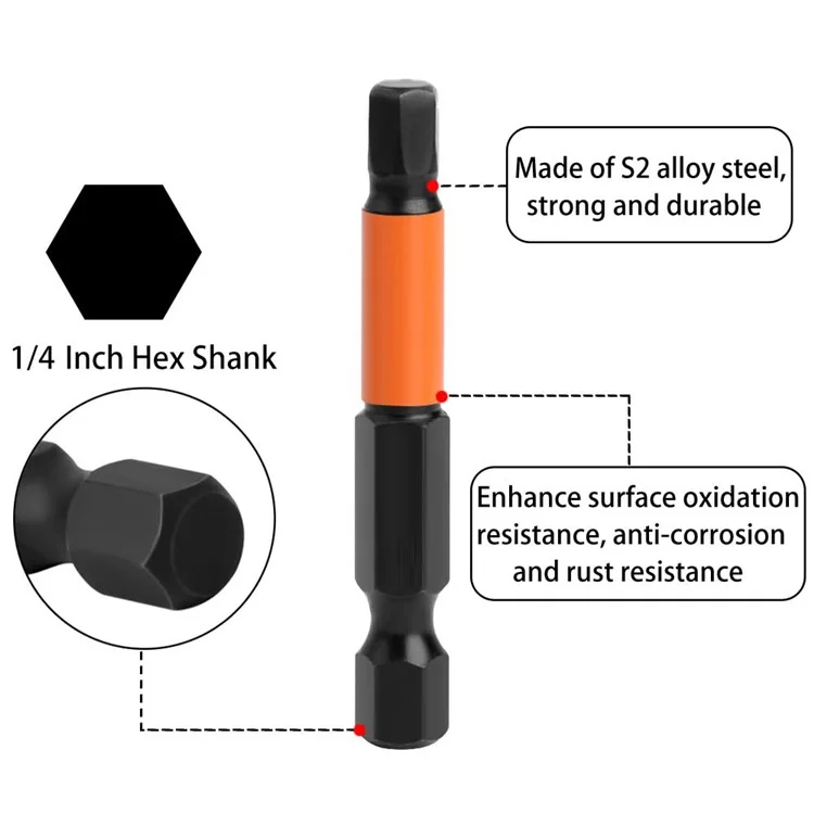 10PCS Hex Screwdriver Bit Set 50mm H2.5 TS2 Steel Magnetic Drill Bit for Screwdrivers Electric Drill