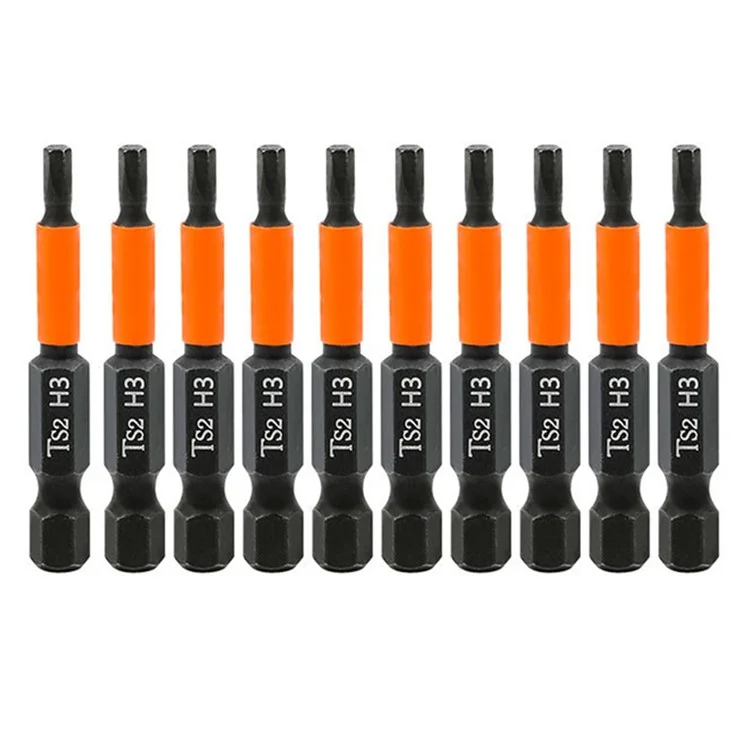 10 embouts de tournevis hexagonaux de 50 mm H3 TS2 en acier magnétique pour tournevis et perceuses électriques