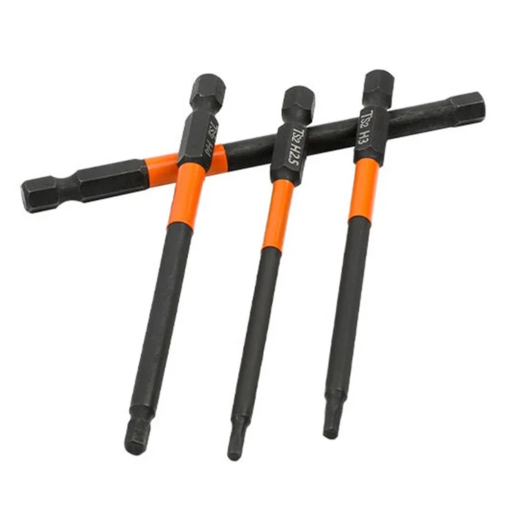 10 peças Conjunto de bits de chave de fenda hexagonal 100mm H3 TS2 Bit de broca magnética de aço para furadeiras elétricas e chaves de fenda