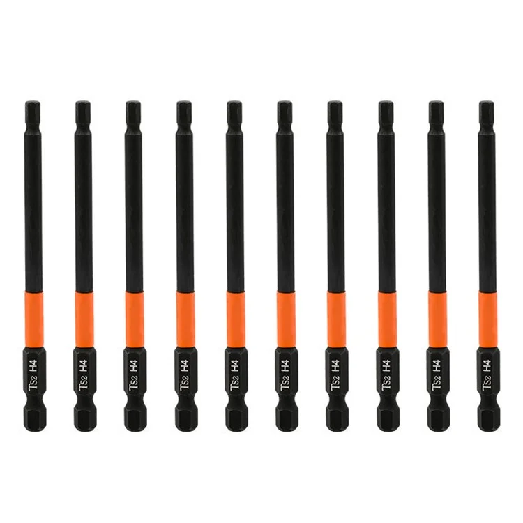 10PCS Hex Screwdriver Bit Set 100mm H4 TS2 Steel Magnetic Drill Bit for Electric Drill Screwdrivers