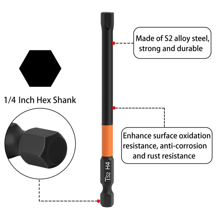 10PCS Hex Screwdriver Bit Set 100mm H4 TS2 Steel Magnetic Drill Bit for Electric Drill Screwdrivers