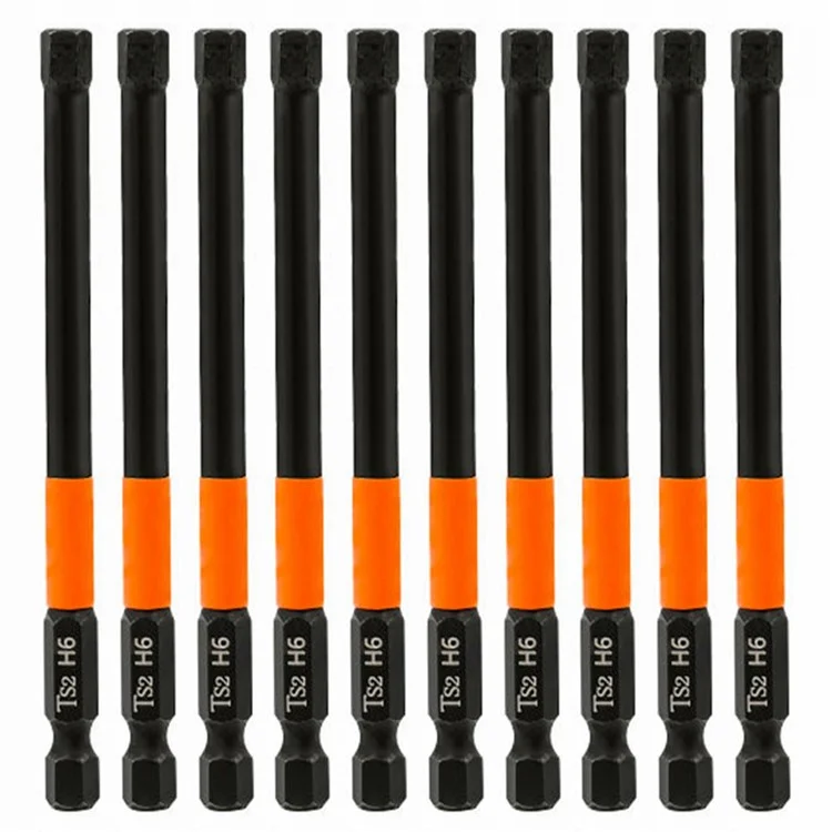 10PCS Hex Screwdriver Bit Set 100mm H6 TS2 Steel Magnetic Drill Bit for Electric Drill Screwdrivers