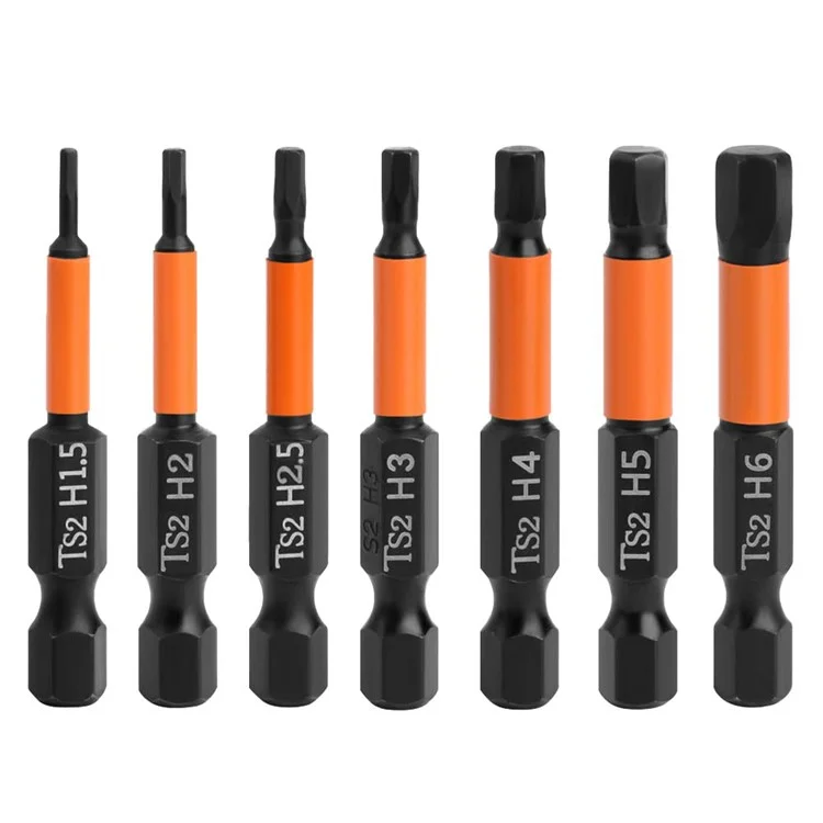 Set di 7 punte per cacciavite da 50 mm, con punte esagonali da 1,5 mm, 2 mm, 2,5 mm, 3 mm, 4 mm, 5 mm e 6 mm